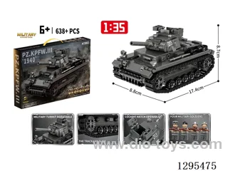 Panzer III Ausf. F - WWII German Medium Tank building blocks 638+PCS