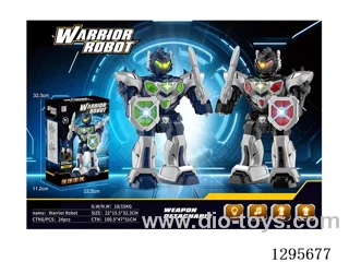 Large B/O Robot W L/M(13.5 inches)，Swinging Arms，includeds Detachable Sword and Shield (2 Colors)