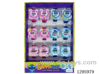 12PCS Stitch-Themed Digital Watch (with Metal Strap)