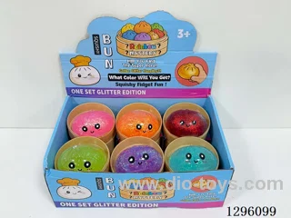 8.5CM Stress-Relief Buns with Gelatin and Glitter (12PCS)