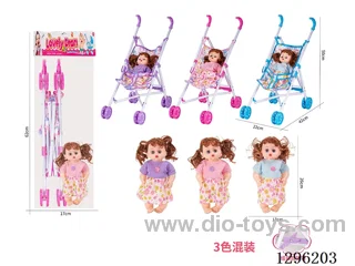 Plastic Stroller with 12-inch Doll