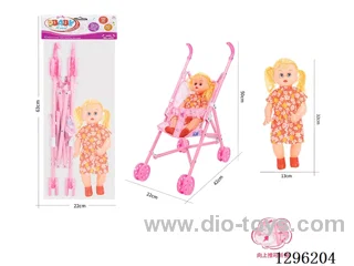 Pink Plastic Stroller with Doll