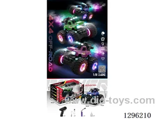 (included battery) 1:18 2.4G RC Stunt Pickup Truck with Large Wheels and Smoke Effect (Single Remote) 3 colors