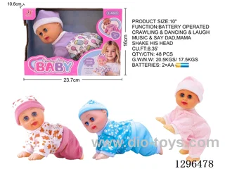10-Inch Electric Talking, Singing, Dancing, Educational Crawling Doll not included battery 4 mixed