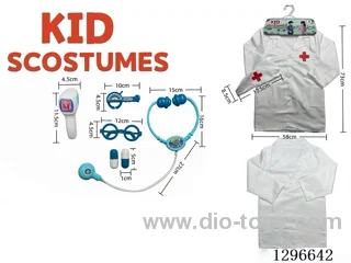 Children’s Pretend Play DIY Costume Role-Playing Red Cross Doctor Outfit + 6 PCS (Thickened Version) White