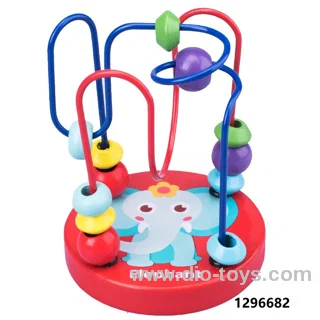 Wooden Cartoon beads toy in color box