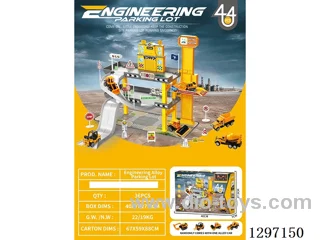Die-Cast Construction Vehicle Parking Lot with free wheel alloy car