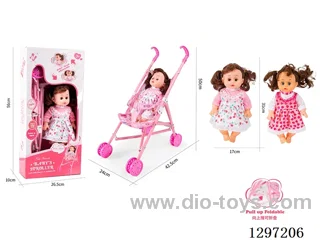 14-Inch Doll with Plastic Stroller
