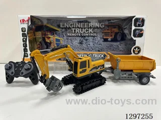 1:22, 6ch plastic grapple engineering RC crawler excavator with lights, rear self-unloading trailer (included battery)