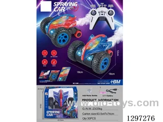 7ch Manta Ray RC Stunt Car + spray + Lights + Music + Included Battery, USB Charging - Red/Blue