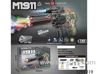 M1911 Electric Water bullet gun with light/spray - Manual/Automatic Mode and Top-Loading Magazine