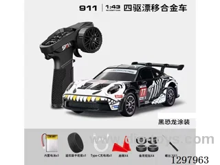 1:43 911 4WD RC Drift Die-Cast Car, 2.4G, Full-Scale (Gyro), Battery Included, Painted