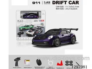 1:43 911 4WD RC Drift Die-Cast Car, 2.4G, Full-Scale (Gyro), Battery Included