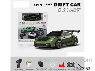 1:43 911 4WD RC Drift Die-Cast Car, 2.4G, Full-Scale (Gyro), Battery Included
