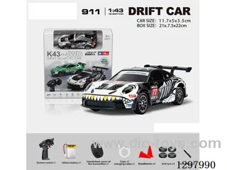 1:43 911 4WD RC Drift Die-Cast Car, 2.4G, Full-Scale (Gyro), Battery Included, Painted