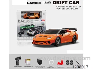 1:43 Lamborghini 4WD RC Drift Die-Cast Car, 2.4G Full-Scale (Gyro) Battery Included