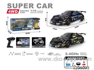 1:16 PVC Semi-Scale Drift Porsche (with spray effects and undercarriage lights) - Battery Included - 2 Colors