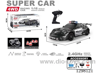 1:16 RC PVC Semi-Scale Drift Porsche Police Car, pre-assembled