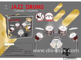 5-Drum/Wood-Grain Jazz Drum Set with 5 Lights + chair(with height-adjustable function)included battery