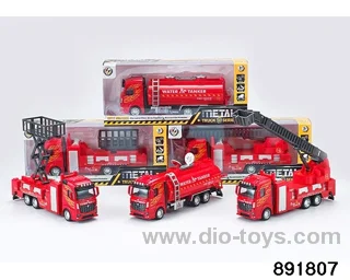 1:32 Pull back alloy fire truck in window box