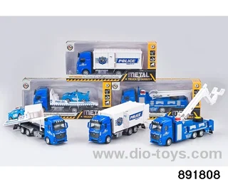 1:32 Pull back alloy rescue police car in window box