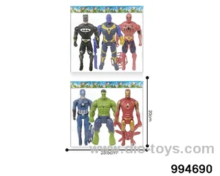 3pcs 16CM Avengers Alliance dolls with lights (2 mixed) in PP bag with header
