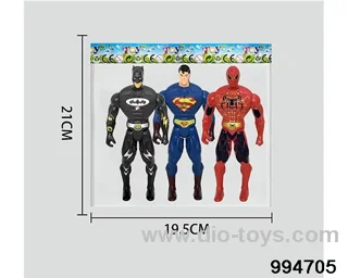 3pcs Spider-Man Batman Superman 16CM with lights in opp bag