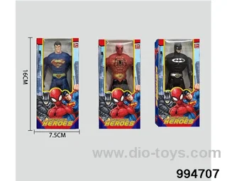 Spiderman Batman Superman 16CM with light in window box