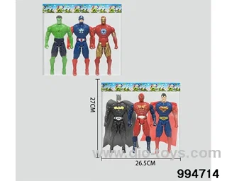 Spider-Man Batman Superman US Captain Hulk Iron Man 21CM (3 pack) in opp bag
