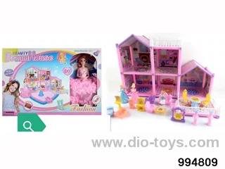 DIY villa set with doll in window box