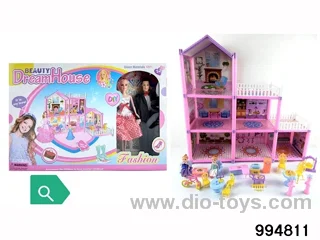 DIY villa set with doll in window box