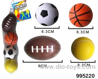 4 Pu balls (1 football, 1 basketball, 1 tennis, 1 football) in Net bag