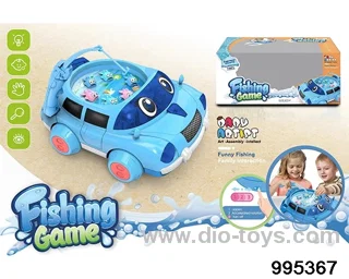 Car disk fishing game with music in window box