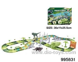 Electric dinosaur track in 140PCS color box