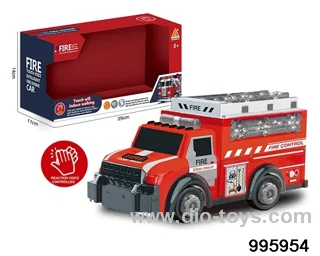 Voice touch fire truck with light music 3AA not included in window box
