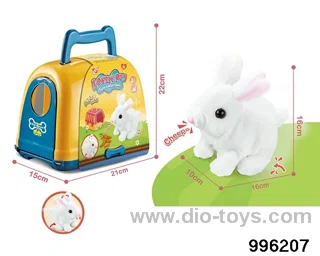 Plush toy electric rabbit set+pet rabbit cage in paper card