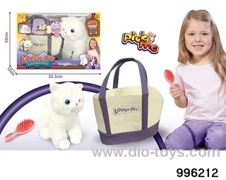 Plush cat pure white English short cat+BB whistle+storage bag in window box