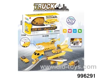 Engineering series retractable rail aircraft+(3 AB vehicles) (1AB small aircraft) (6 roadblocks) in window box