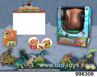 Dinosaur backpack in window box
