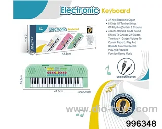 37 button multi-function electronic organ with microphone, USB interface cable (green) in color box