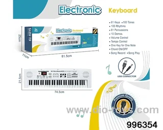 61 key multi-function electronic organ with digital, USB cable, microphone (white) in color box