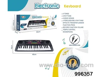 37 button multi-function electronic organ with USB cable, microphone (black) in color box