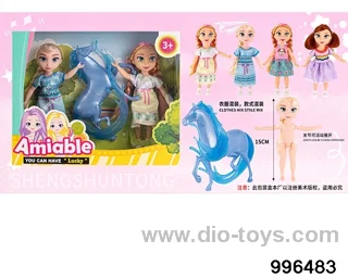 6-inch full-body live joint Aisha sisters+plastic horse in window box