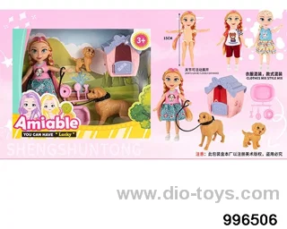 6-inch full-body articulated Anna casual wear+2 pet dogs+dog house+4 sets of food in window box