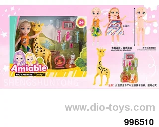 6-inch full-body articulated Aisha casual wear+giraffe+pet dog medical kit 9-piece blister in window box