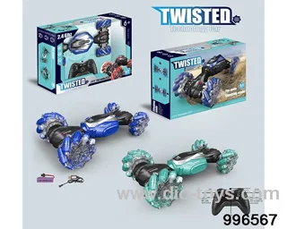 Extended twist with light, color wheel and horn crosswise stunt car (2.4G power pack) in window box