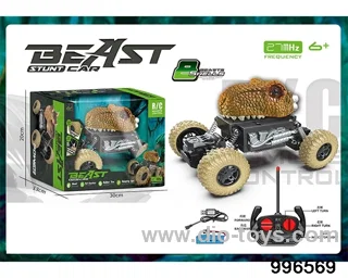 Animal climbing car in window box