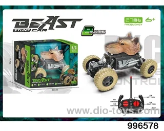 Animal climbing car in window box