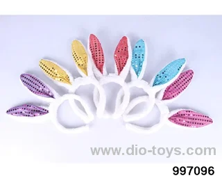 Sequin flash rabbit ear button in opp bag