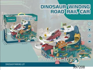dinosaur winding road rail car with 4pcs car
